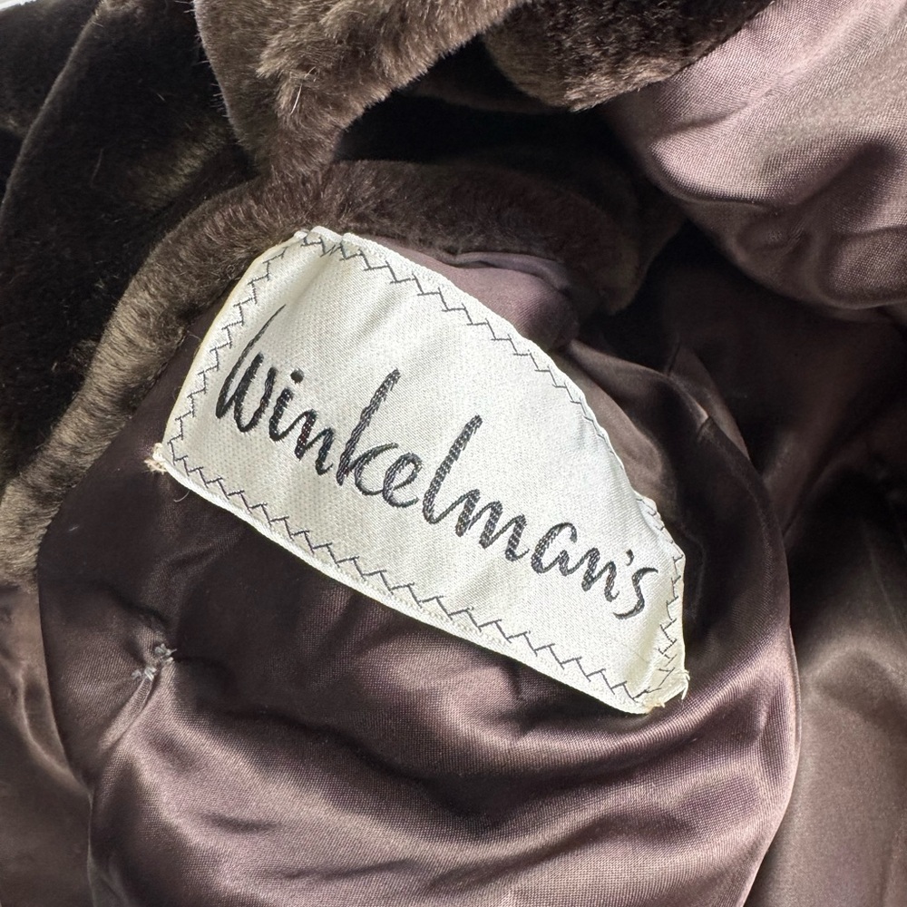 Winkelmans Vintage Woman’s Sz M Brown Faux Fur Sheered Long Trench Coat Jacket - Picture 4 of 6